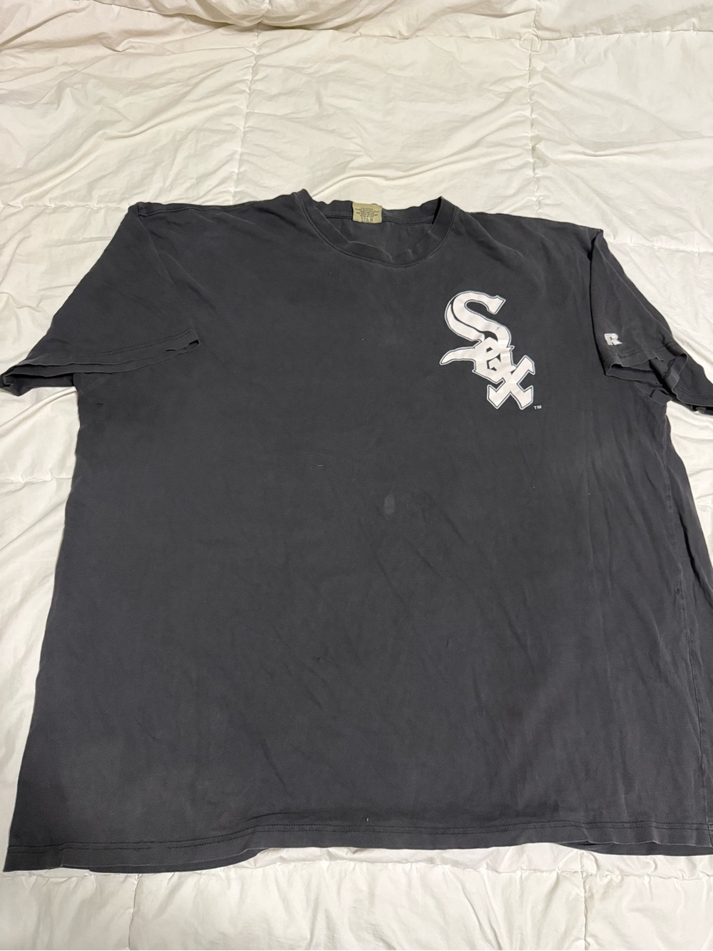 Russell Athletic Black T‑Shirt with White Chest Logo